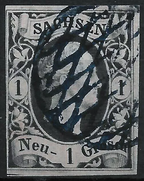 SACHSEN 1851... MiNr. 4IIa...König August...1 Ngr...BPP BEFUND...KRS in blau!!!