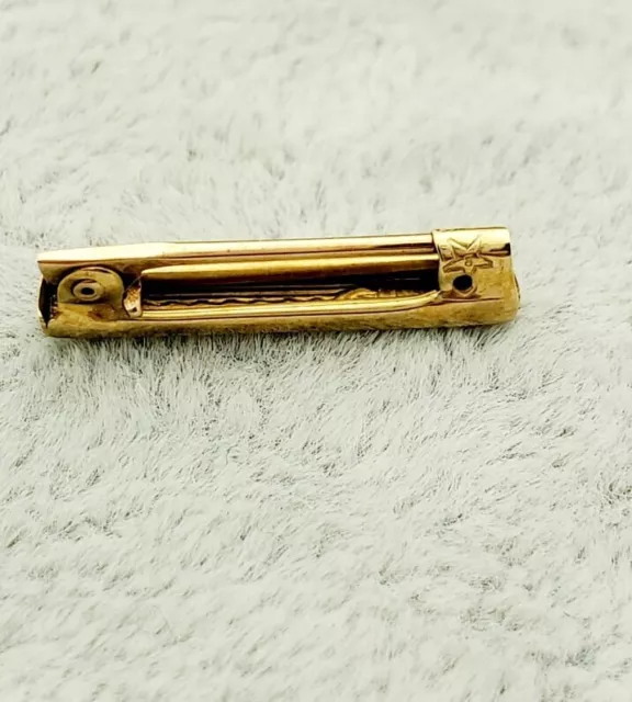 10K Gold Victorian Lingerie Pin Set- Vintage-Tiny- 1800s- Engraved- 3/4 " Long 3