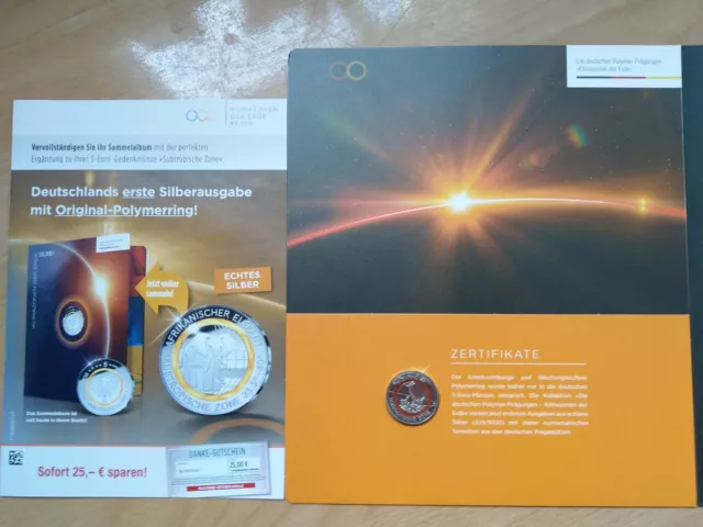 5 Euro Subtropische Zone 2018 Polymermünze Sammlermünze Polymerring Orange