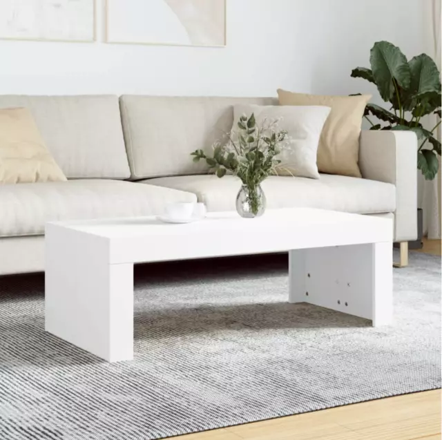 White Rectangle Coffee Table MODERN Home Light Wooden Living Room Furniture