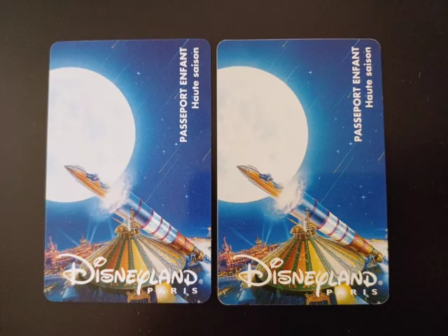 2 pass Euro Disney Disneyland Space Mountain Enfant verso 1995 et 1996 TTB