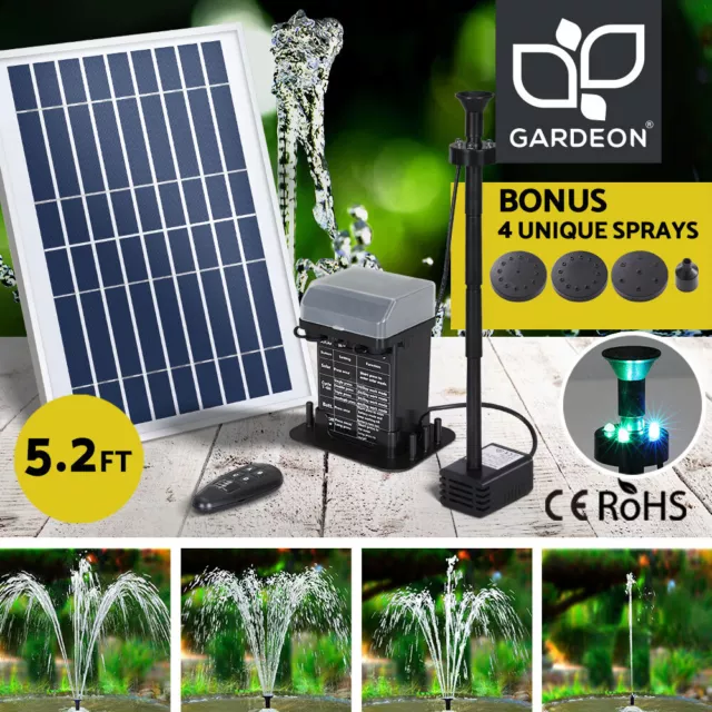 Gardeon Solar Pond Pump Water Fountain Battery Kit LED Lights Submersible 5.2FT