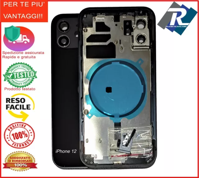 Scocca Posteriore Iphone 12 Back Cover Frame Telaio Chassis Nero Compatibile