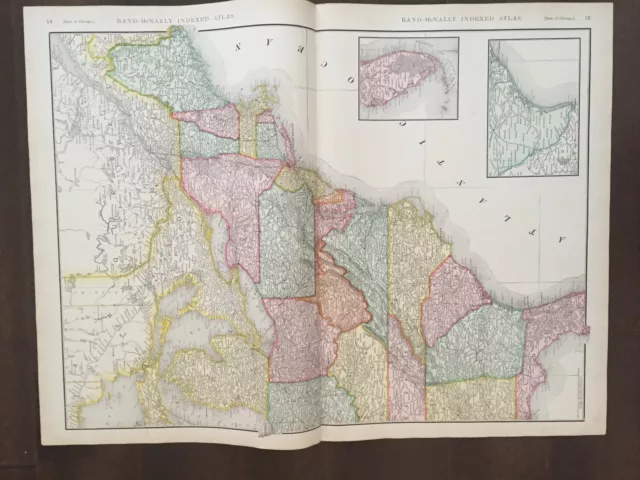 Large 21" X 28" COLOR Rand McNally Map of the Eastern Half of the U.S.  (1905)