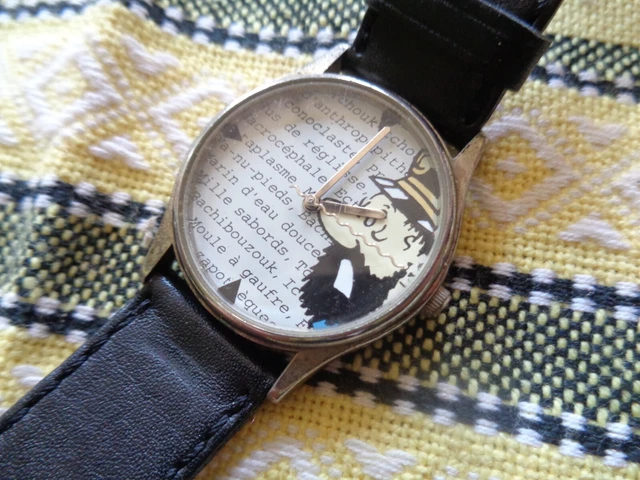 Hergé - Tintin -Montre voyage - bracelet silicone noir - Para-BD