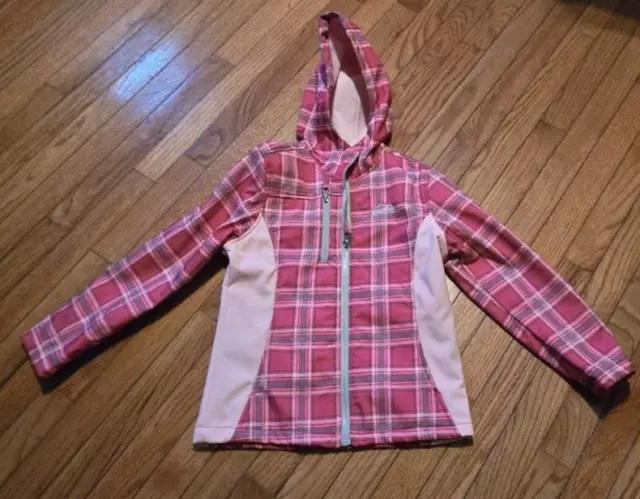 Mountain Xpedition Girls Lightweight Ski Jacket Size M 7-8 Pink Plaid and Solid