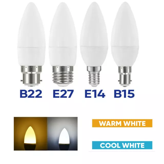 10x 5W E27 E14 B22 B15 LED Candle Bulb Energy Saving Light Bulb Lamp Warm Cool