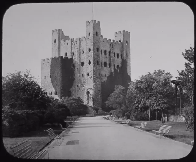 GWW Glas magische Laterne Rutsche ROCHESTER CASTLE C1890 FOTO ENGLAND