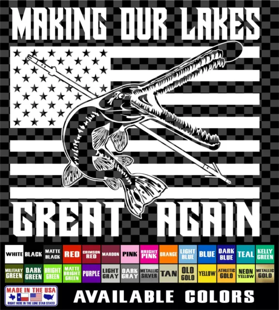 BOWFISHING ARROW AMERICAN Flag Sticker Vinyl Decal Bow fishing