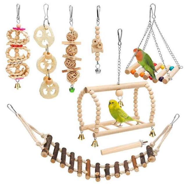 Set Vogel Hängematte Sittich Papagei Schaukel Spielzeug Wellensittich 8xHaustier