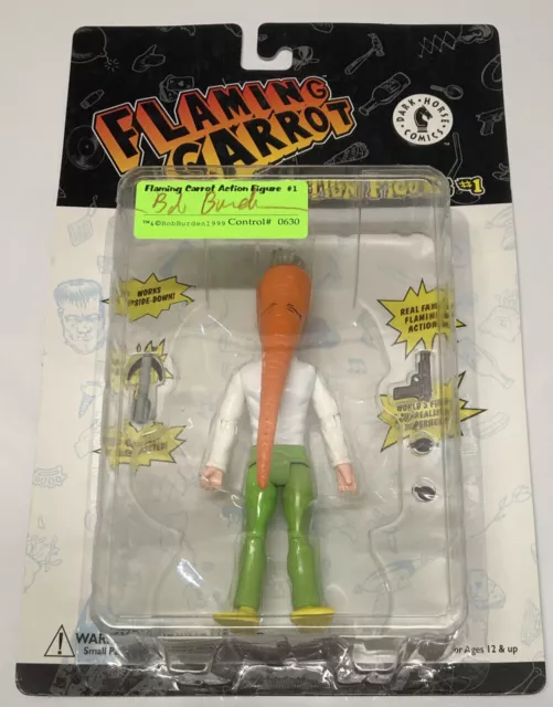 Bob Burden SIGNED Flaming Carrot Action Figure Dark Horse #630/1000 Green Pants