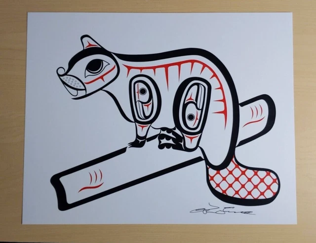 Beaver 2 by Lon French Haida Artist 11"x14" Signed Print