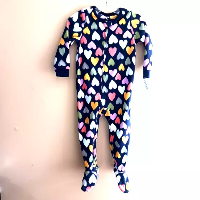 Carters Baby Girl Size 3T One Piece Footies Pajamas Long Sleeve Zipper Up Fleece
