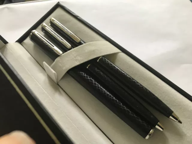 VINTAGE SHEAFFER AGIO FOUNTAIN, BALLPOINT & PENCIL SET,RARE BARLEY BLACK,Nr MINT