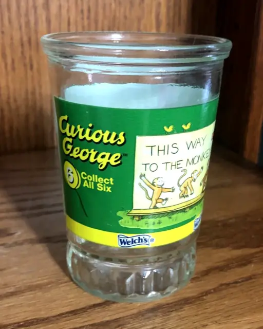 Vintage Welch's CURIOUS GEORGE Jelly Jar Glass #6 (Green)