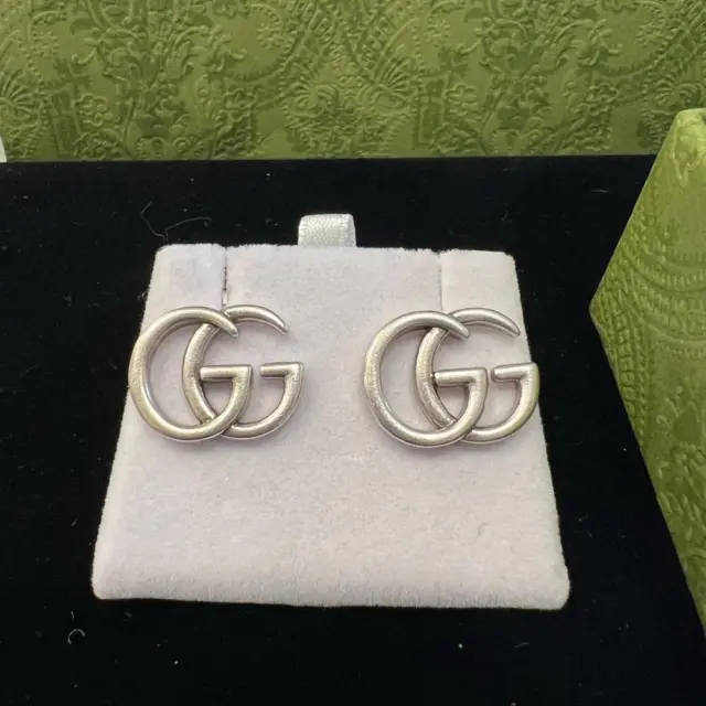 Gucci GG Silver Tone Earrings w/Box and Dust bag (GGXX025)