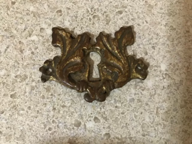 RARE FANCY 18th Century Brass Period  Chippendale keyhole escutcheon!