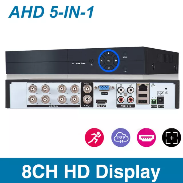 CCTV 8CH 1080P 5 in 1 NVR HVR Video Recorder für Überwachungskamera System DE