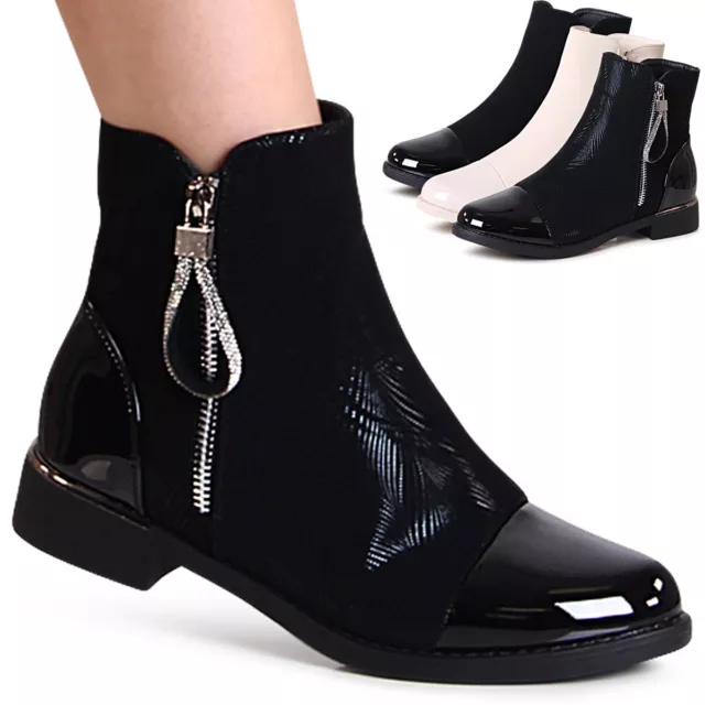 Chaussures Femme Velours Bottines Vernis Cheville Paillettes Bottes Courtes