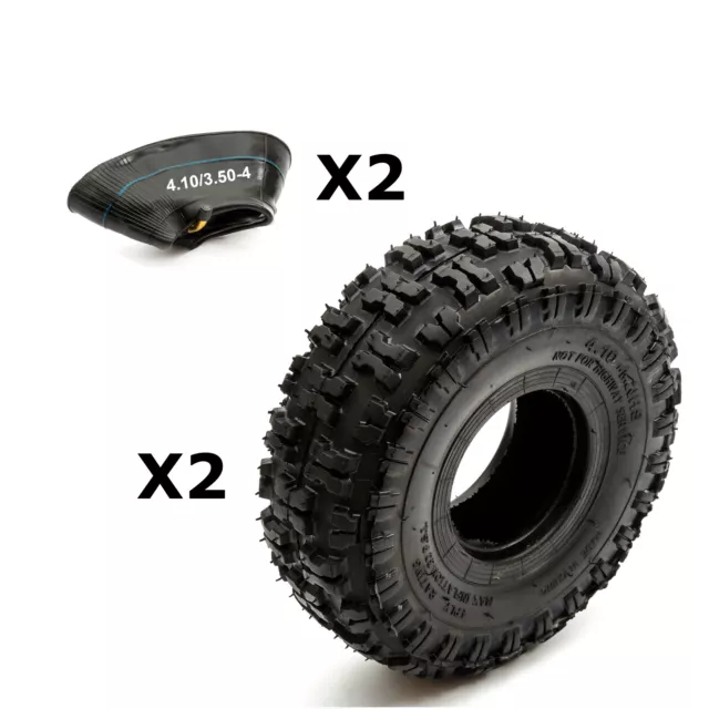 2x Tyre & Innertube 4.10-4 Knobbly Off Road Tread Mini Moto Quad Bike ATV 4 Inch