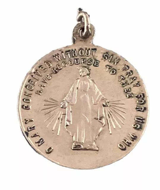 VINTAGE CATHOLIC MIRACULOUS Mary & Sacred Heart Jesus Religious Medal ...