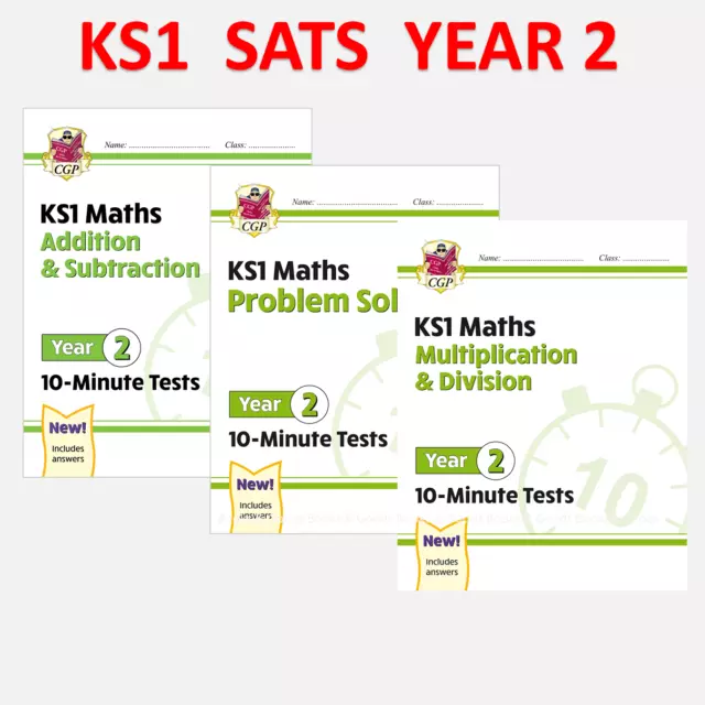 Ks1 Year 2 Complete Maths 10 Minute Test Workbooks Bundle with Answer Ages 6-7
