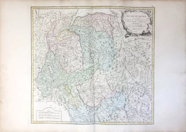 1760 (ca), Vaugondy, Duché de Savoye / Savoie, carte ancienne, antiquarian map.