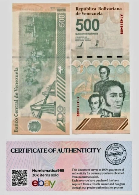 Venezuela 500 Digitales Banknotes – 5x 2023 Circulated Bills, 500 Million Bolivar – USA Seller, COA Included-984195