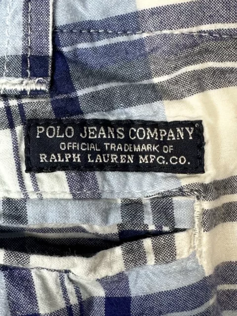 POLO RALPH LAUREN Shorts Adult 36 Blue White Windowpane Plaid Preppy ...