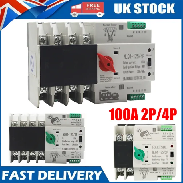 2P 100A/4P 100A Dual Power Automatic Transfer Switch Generator Changeover Switch