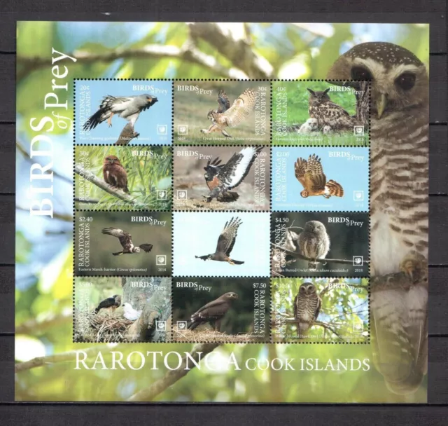 Rarotonga - Birds - Uccelli - Birds Of Prey - 2018 - 12 V. - Mnh -