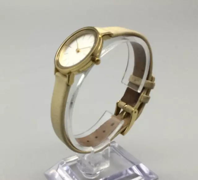 Skagen Hald Watch Women Gold Tone SKW2444 Cream Leather Band New Battery 3