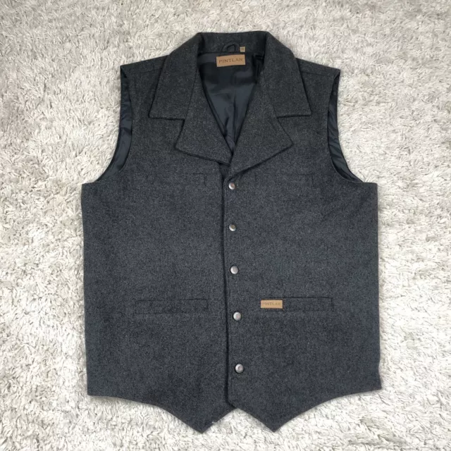 PINTLAR Wool Blend Vest Men's 2XT TALL Gray Notch Collar Button Pockets Lined
