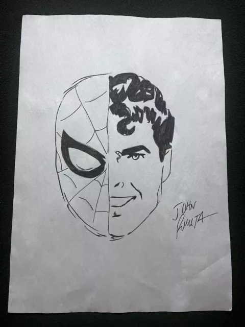 John Romita Drawing on paper (Handmade) signed and stamped mixed media vtg art