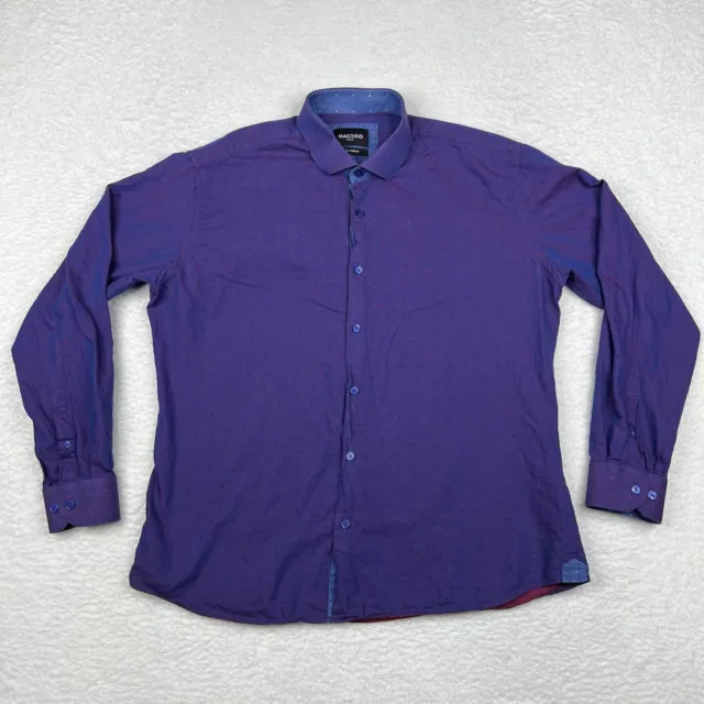 Maceoo Shirt Mens 5/XL Purple Polka Dot Fibonacci Long Sleeve Button Up Cotton