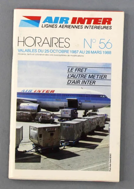Air Inter Timetable Winter 1987/88 No.56 Horaires Airline Schedule France
