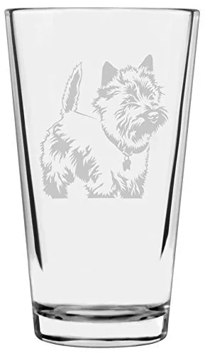 Cairn Terrier Dog Themed Etched All Purpose 16oz Libbey Pint Glass