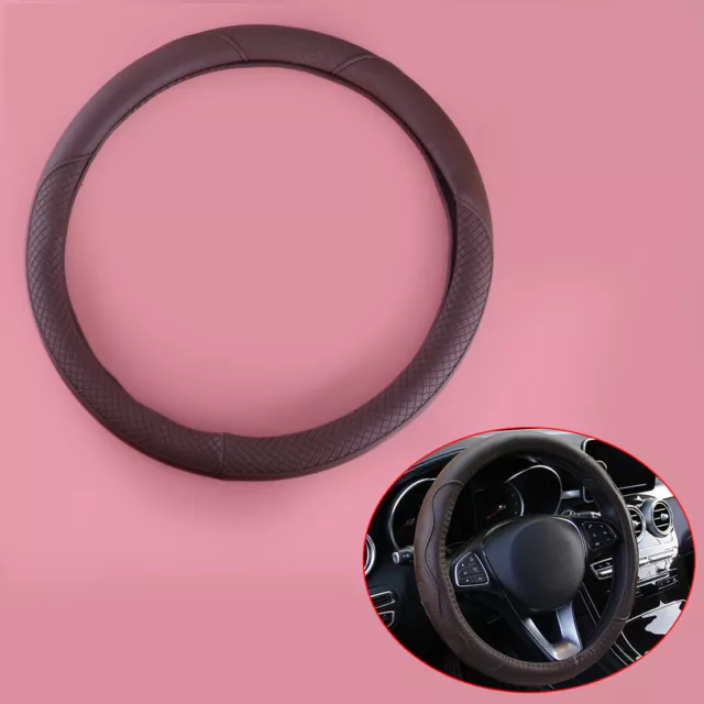 15" 38cm Universal Car Steering Wheel Cover PU Leather Good Grip Auto Accessory