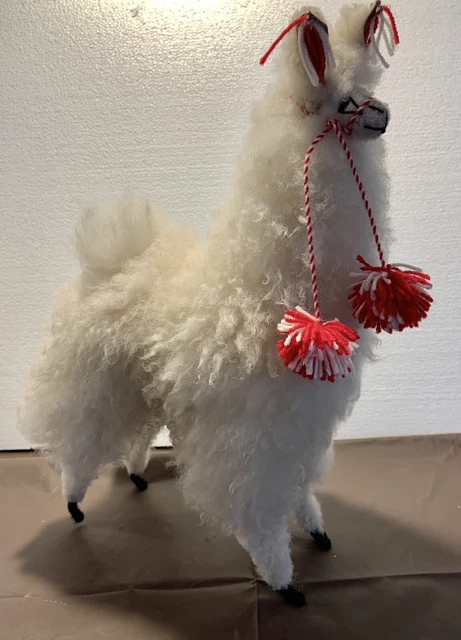Llama Toy Figure Made of Real Alpaca Fur Stuffed Animal 8” Tall