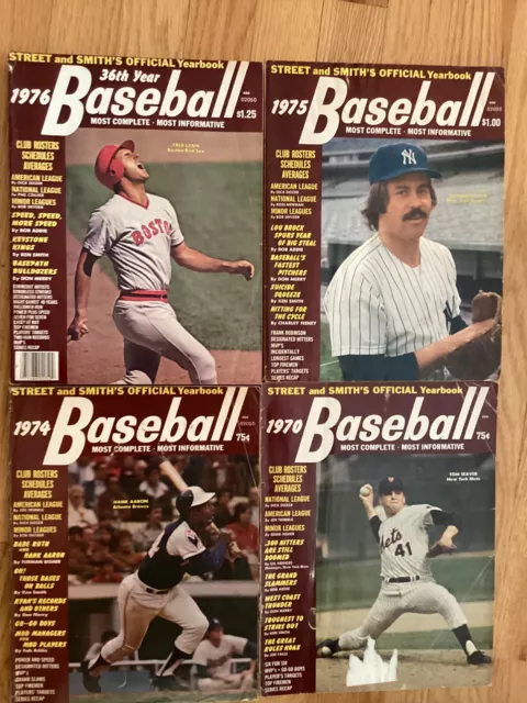 Street and Smith’s Baseball Yearbooks.  Lot of 4.  1970, 1974, 1975, 1976