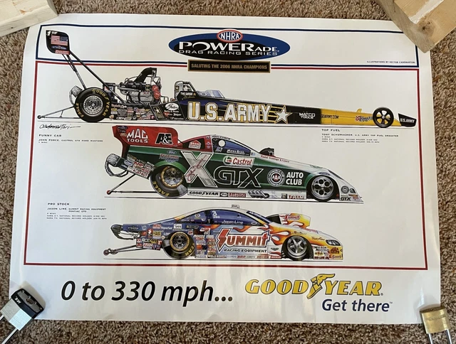 NHRA Powerade Drag Racing Saluting The 2006 Champions Poster 26 x 19 NHRA Powerade Drag Racing Saluting The 2006 Champions Poster 26 x 19