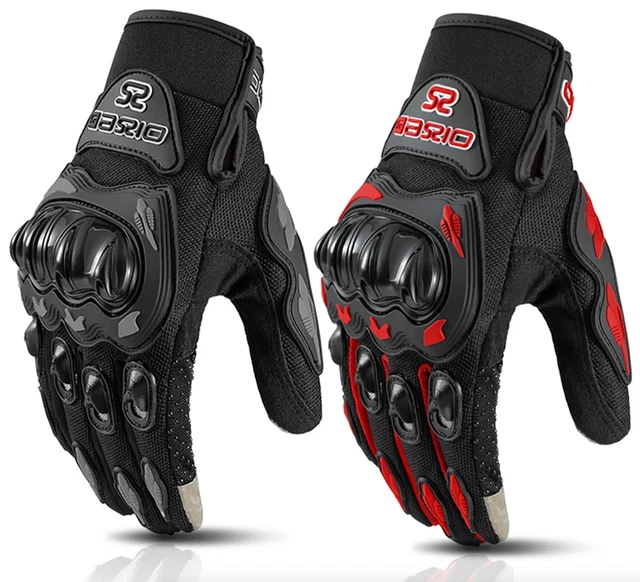 BORLENI Gants Moto Cuir Chèvre Été Respirants Écran Tactile - Protection Articulations Homme Motocross Antichoc
