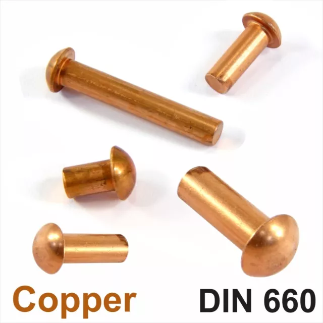 Solid Copper Round Pan Head Rivets DIN 660 M2 M2.5 M3 M4 M5 M6 Nut Hammer Rivet