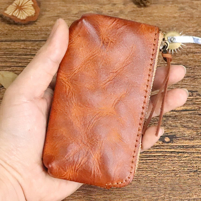 New Men Leather Mini Wallet Coin Purse Card Zipper Clutch Male Small Bag Solid