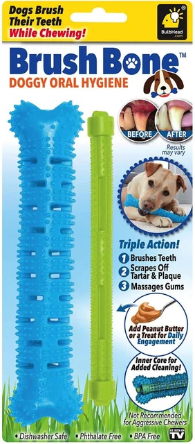 BulbHead BrushBone Toothbrush, Dogs Chewing, Plaque and Tartar Remover for Te...