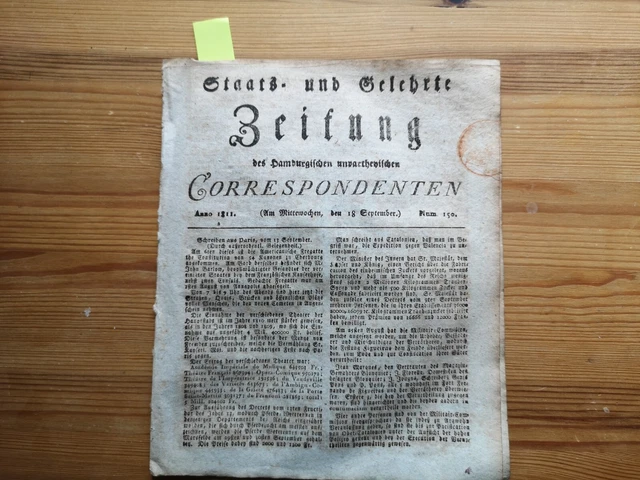 1811 Zeitung Hamburg 150 Harburg Gaststätte zum König von Schweden Eddelbüttel