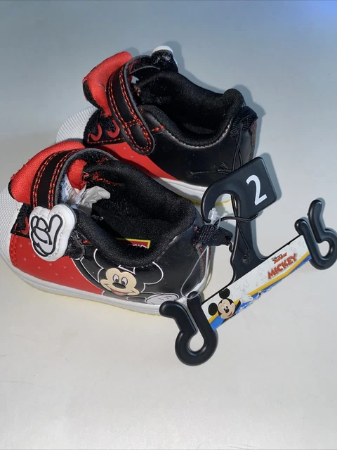 Mickey Mouse Disney Junior Size 2 Red/Black Hook/Loop Closure Toddler Shoe