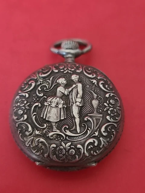 Montre Gousset Ancienne En Argent Massif - Mécanique Manuelle, Décor Crabe, Fonctionne