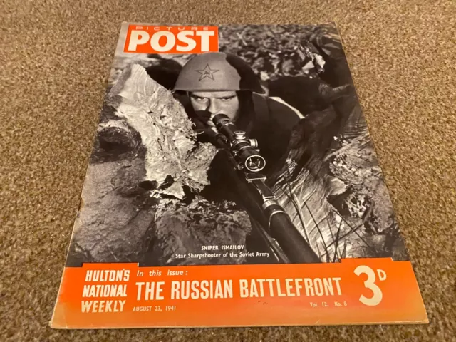 Picture Post Magazine 23/8/1941 Sniper Ismailov. Gene Krupa. Oxford's War Guests