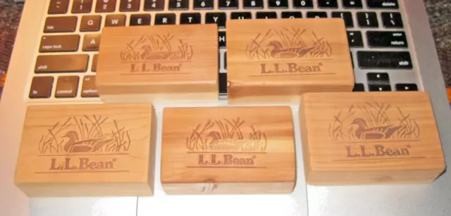 5 LL Bean Cedar Wood Blocks Ducks 1x3x2 VG FREE Shipping Collectible RARE